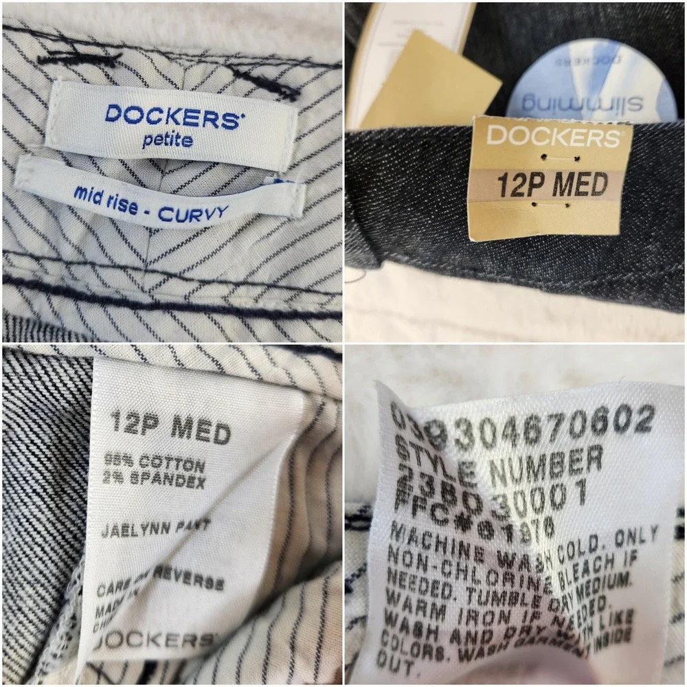Dockers NWT Jaelynn Pant 12P Med Truly Slimming Mid Rise Curvy Stretch Denim NEW